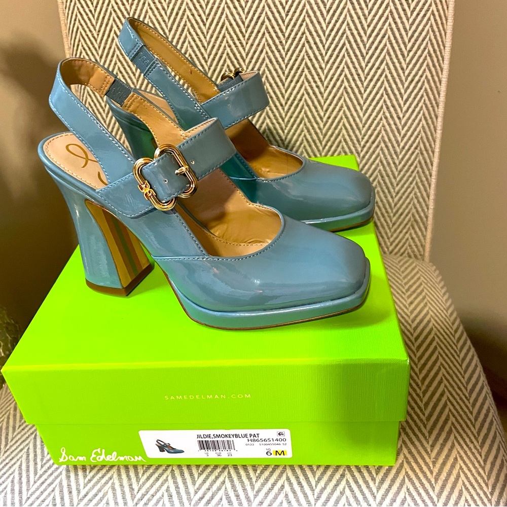 Sam Edelman Jildie Smokey Blue Patent Sz 6